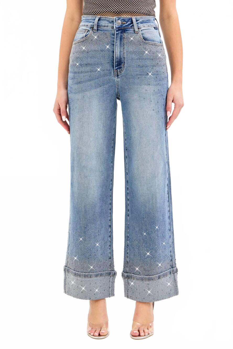 NEW CELLO sparkle your night away jeans in medium denim